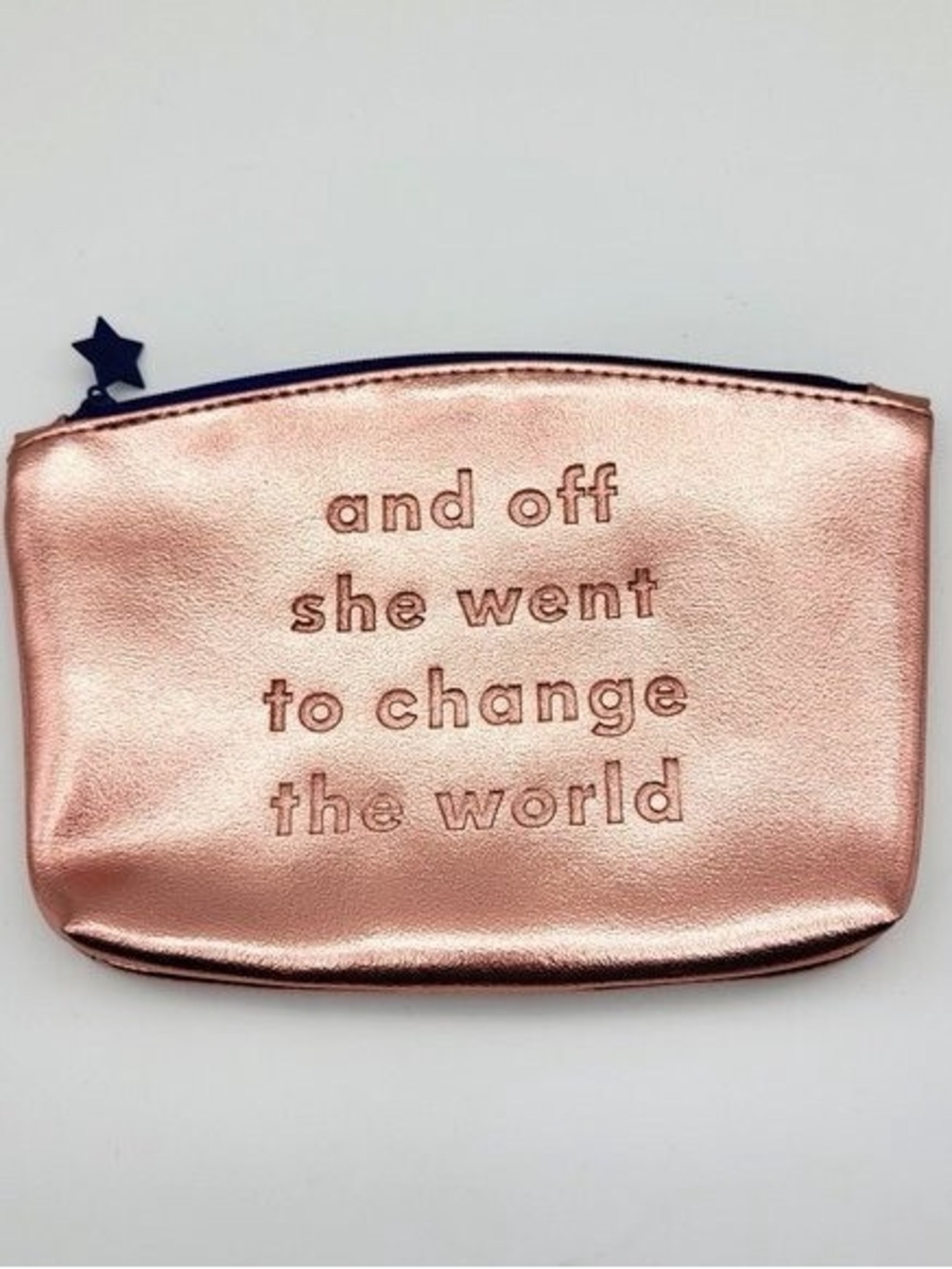 IPSY Rose Gold Metallic Makeup Bag Cosmetic Pouch Quote Travel Case